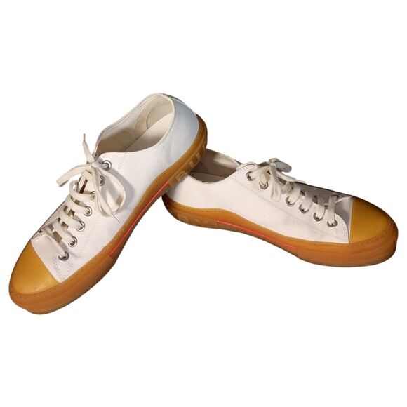 Burberry Jack Sneakers Shoes Mens 45.5/US 11.5 White Cotton Low Top Lace Up Logo main image 4